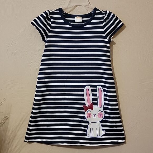 Gymboree Other - Gymboree NAVY BLUE AND WHITE STRIPED DRESS WITH BUNNY, SIZE 4
